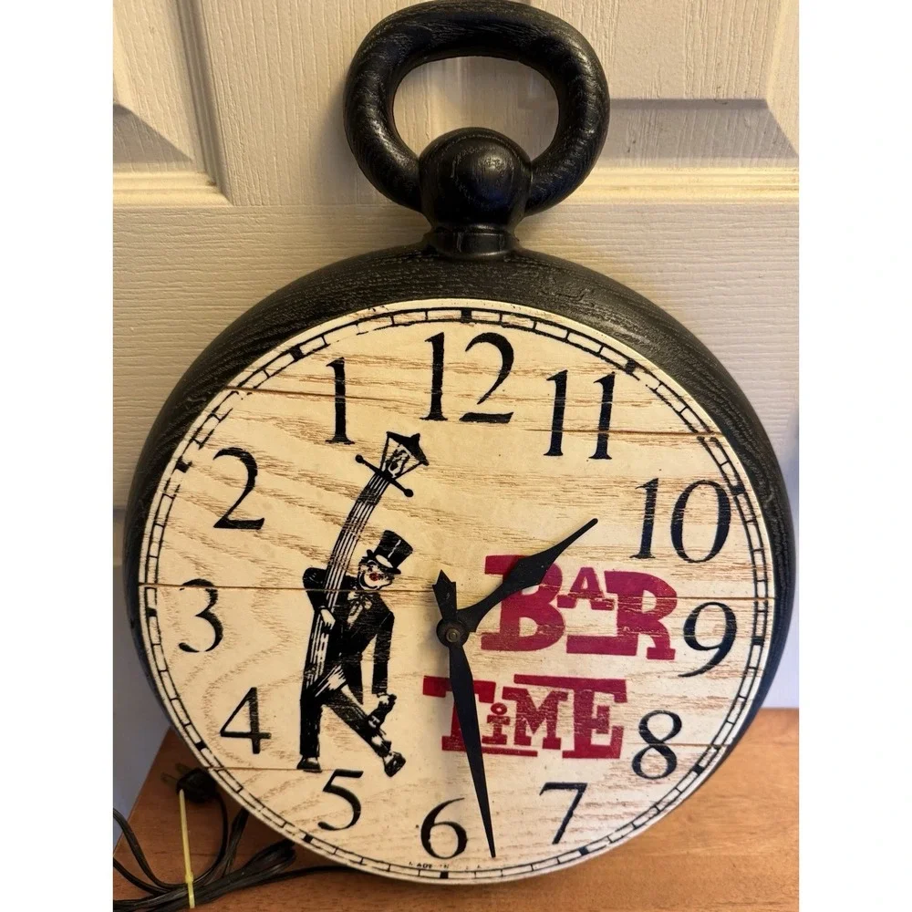 Robertshaw Bar Time Backwards Wall Clock Electric Pocket Watch Style WORKS 18
